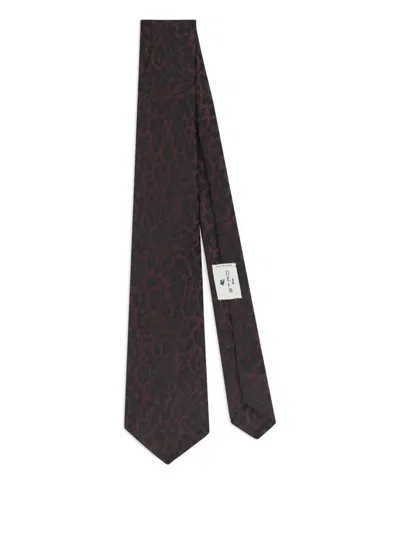 Etro Animal Motif Silk Tie In Brown