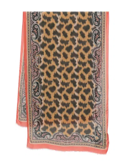 Etro Animal-paisley-print Scarf In Brown
