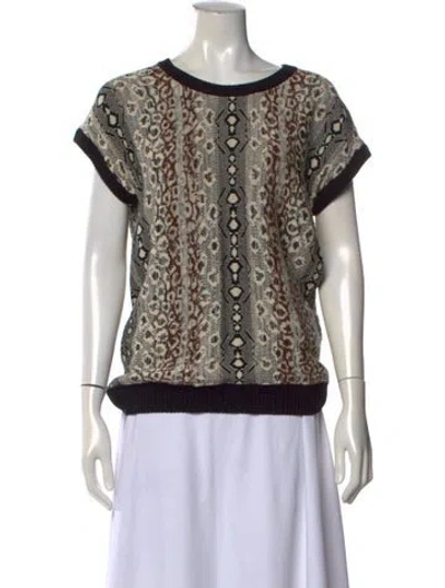 Pre-owned Etro Animal Print Crew Neck Sweater In Black