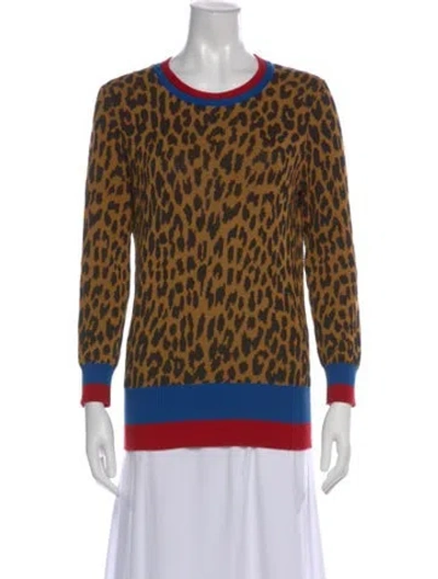 Pre-owned Etro Animal Print Crew Neck Sweater In Brown