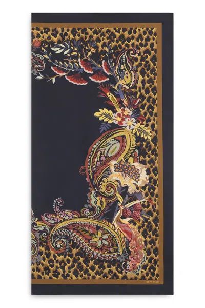 Etro Animal Print Silk Scarf In Animalier