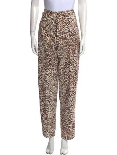 Pre-owned Etro Animal Print Straight Leg Pants In Neutral