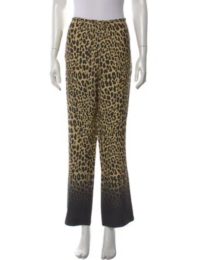 Pre-owned Etro Animal Print Straight Leg Pants In Neutral