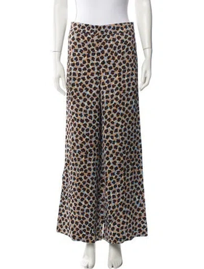 Pre-owned Etro Animal Print Wide Leg Pants In Blue