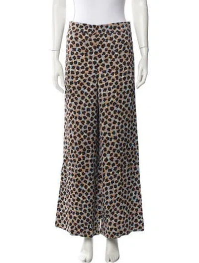 Pre-owned Etro Animal Print Wide Leg Pants In Blue