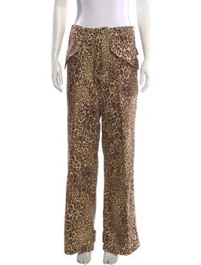 Pre-owned Etro Animal Print Wide Leg Pants In Neutral