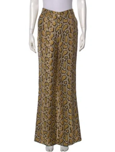 Pre-owned Etro Animal Print Wide Leg Pants In Yellow