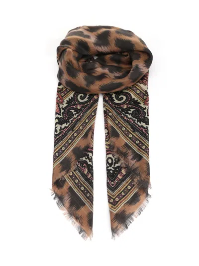 Etro Animalier Square Scarf Scarves And Foulards Animalier In Brown