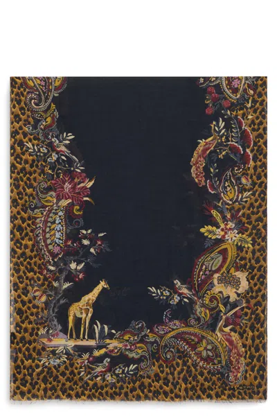Etro Animal-print Modal-cashmere Scarf In Multicolor