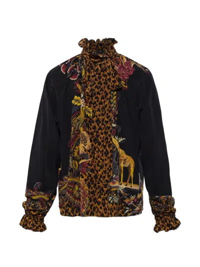 Etro Animal-print Silk Top In Multi