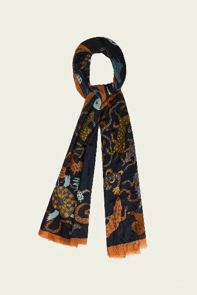 Etro Animals Print Scarf 70x200 In Multicolor