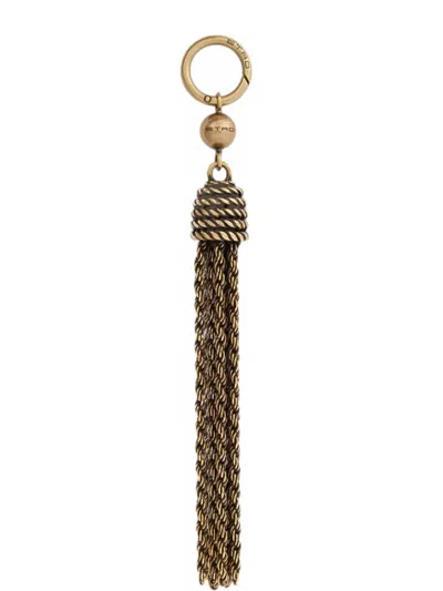 Etro Antique-finish Metal Tassel Charm In Gold