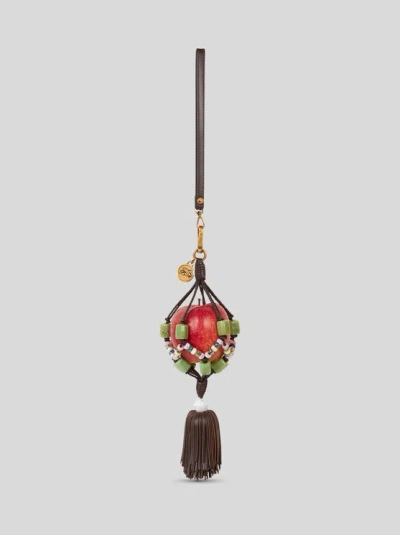 ETRO , APPLE CHARM WITH SMALL TASSEL AND BEADING, WOMAN, BROWN
