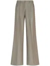 Etro Army Green Stretch Wool Palazzo Pant