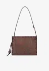 Etro Rectangular Bordeaux Clutch With Paisley Pattern In Brown