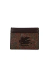 Etro Arnica Brown Leather Card Holder In Black