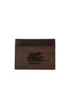 Etro Arnica Brown Leather Card Holder In Brown
