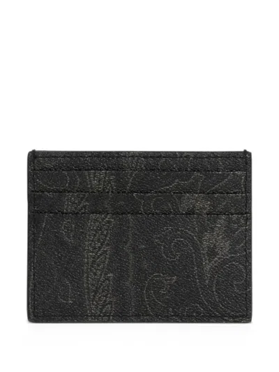 Etro Arnica Card Holder With Leather Insert In Black