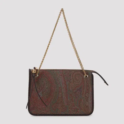 Etro Arnica Crossbody Clutch Handbag With Shoulder Strap, 22cm X 15.5cm X 7cm In Brown