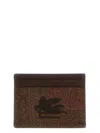 Etro Pegaso Embroidered Card Holder In Brown