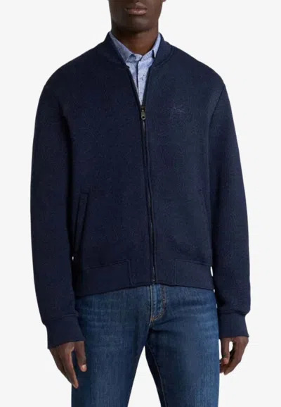 Etro Arnica Jacquard Bomber Jacket In Blue
