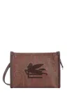Etro Paisley-pattern Logo-embroidered Clutch Bag In Brown
