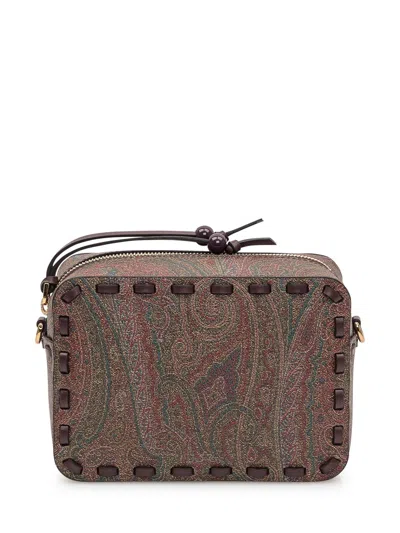 Etro Arnica Mini Shoulder Handbag With Intricate Threading In Brown