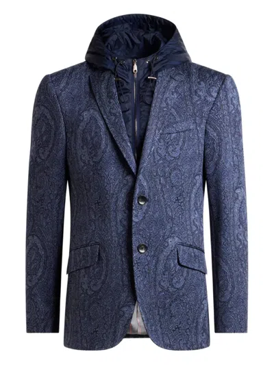 Etro Arnica Motif Jacquard Jacket In Blue