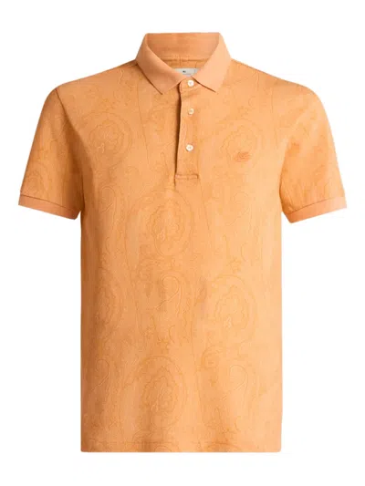 Etro Arnica-motif Polo Shirt In Orange