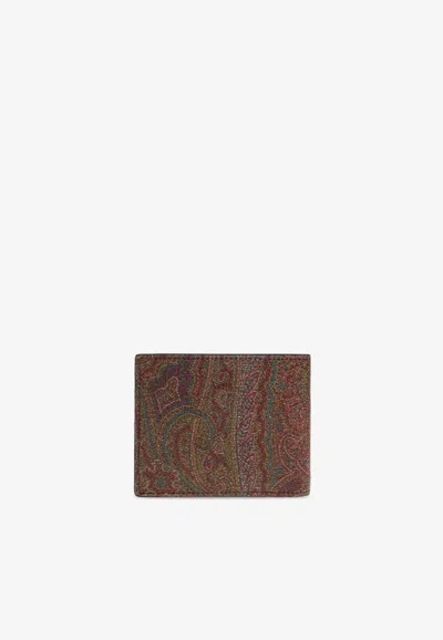 Etro Arnica Paisley Jacquard Bi-fold Wallet In Brown