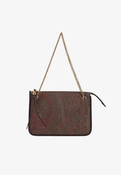 Etro Arnica Paisley Jacquard Shoulder Bag In Brown