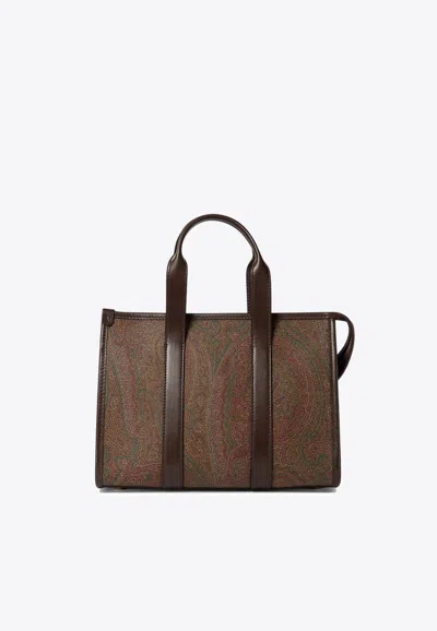 Etro Arnica Paisley Jacquard Tote Bag In Brown