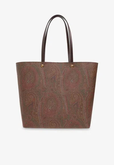 Etro Arnica Paisley Jacquard Tote Bag In Brown