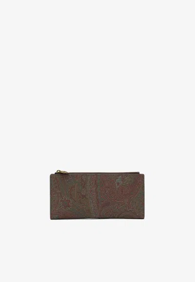 Etro Arnica Paisley Jacquard Wallet In Brown