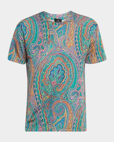Etro Arnica Paisley Jersey Short-sleeve T-shirt In Green