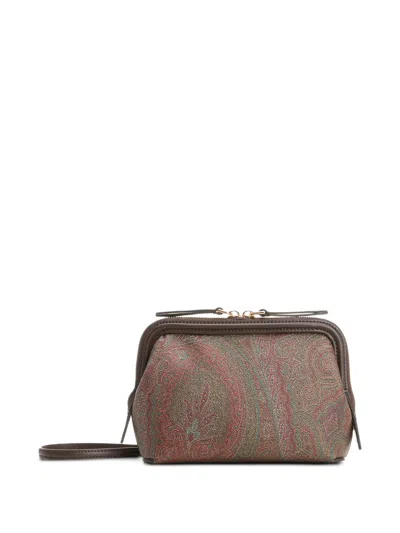 Etro Arnica Paisley-pattern Clutch Bag In Brown