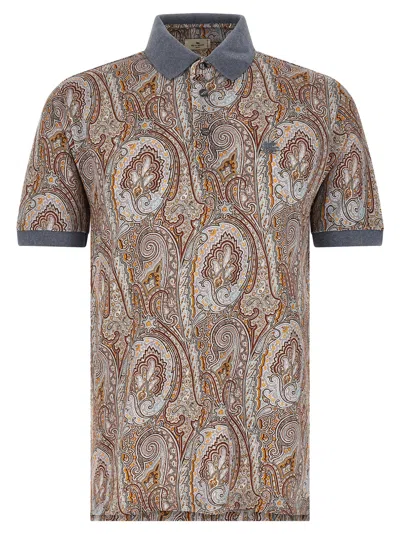 Etro 'arnica Paisley' Polo Shirt In Brown