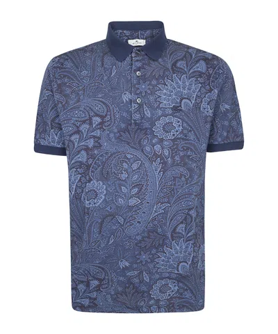 Etro Arnica Paisley Short-sleeved Polo Shirt In Blue