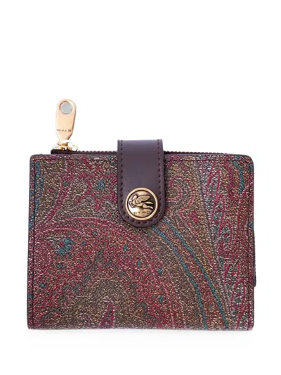 Etro Arnica Paisley-print Bifold Wallet In Pink