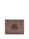 Etro Logo-patch Paisley-pattern Pouch In Brown