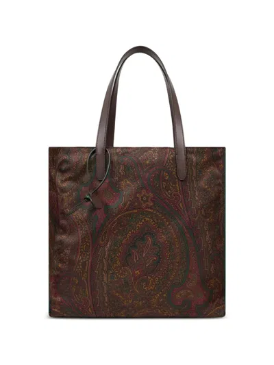 Etro Arnica Print Tote In Brown