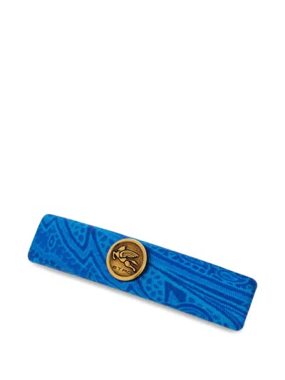 Etro Arnica Printed Metallic Hair Clip In Blue