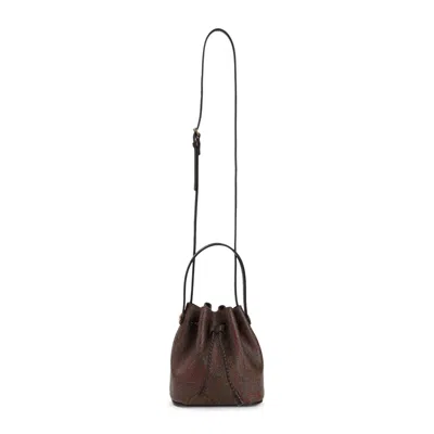 Etro Small Bucket Bag Paisley Pattern In Brown