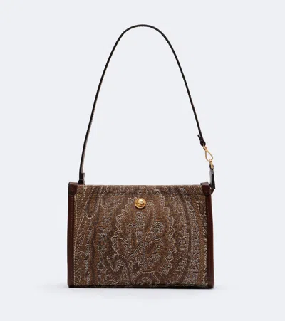 Etro Arnica Small Coated Canvas Top Handle Bag In Brown