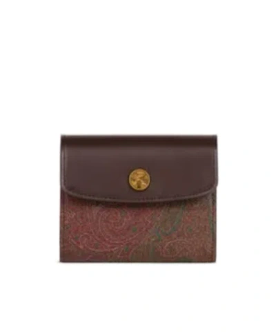 Etro Arnica Tri-fold Paisley-print Wallet In Brown