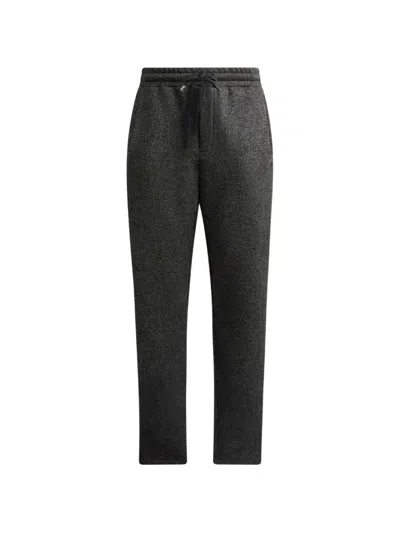 Etro Arnica-motif Jacquard Track Pants In Black