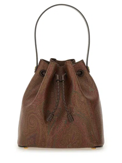 Etro Arnika Mini Bucket Bag 24cm X 24cm X 14cm In Brown