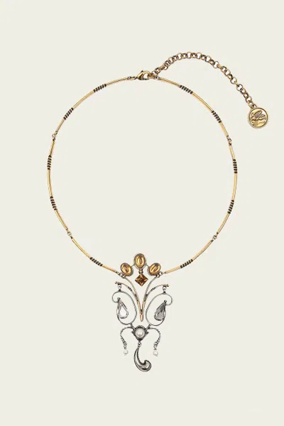 Etro Art Nouveau Necklace In Antique Gold