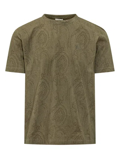 Etro Artistic Motif T-shirt In Verde