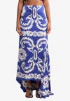 Etro Asymmetric Floral Maxi Skirt In Blue